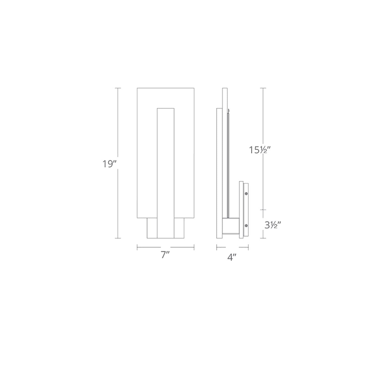 Stem LED Wall Light- line drawing.