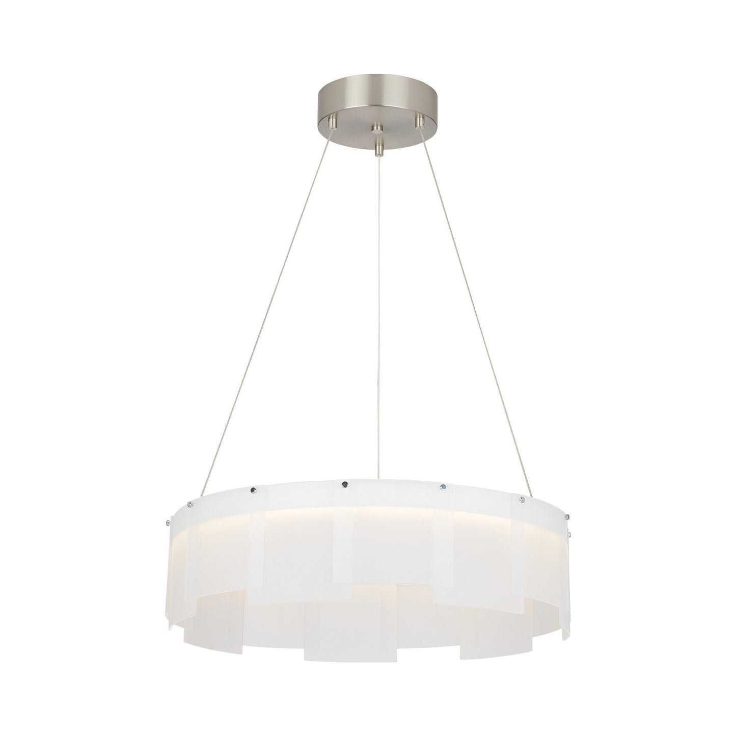 Stratos LED Chandelier in Frost/Satin Nickel.
