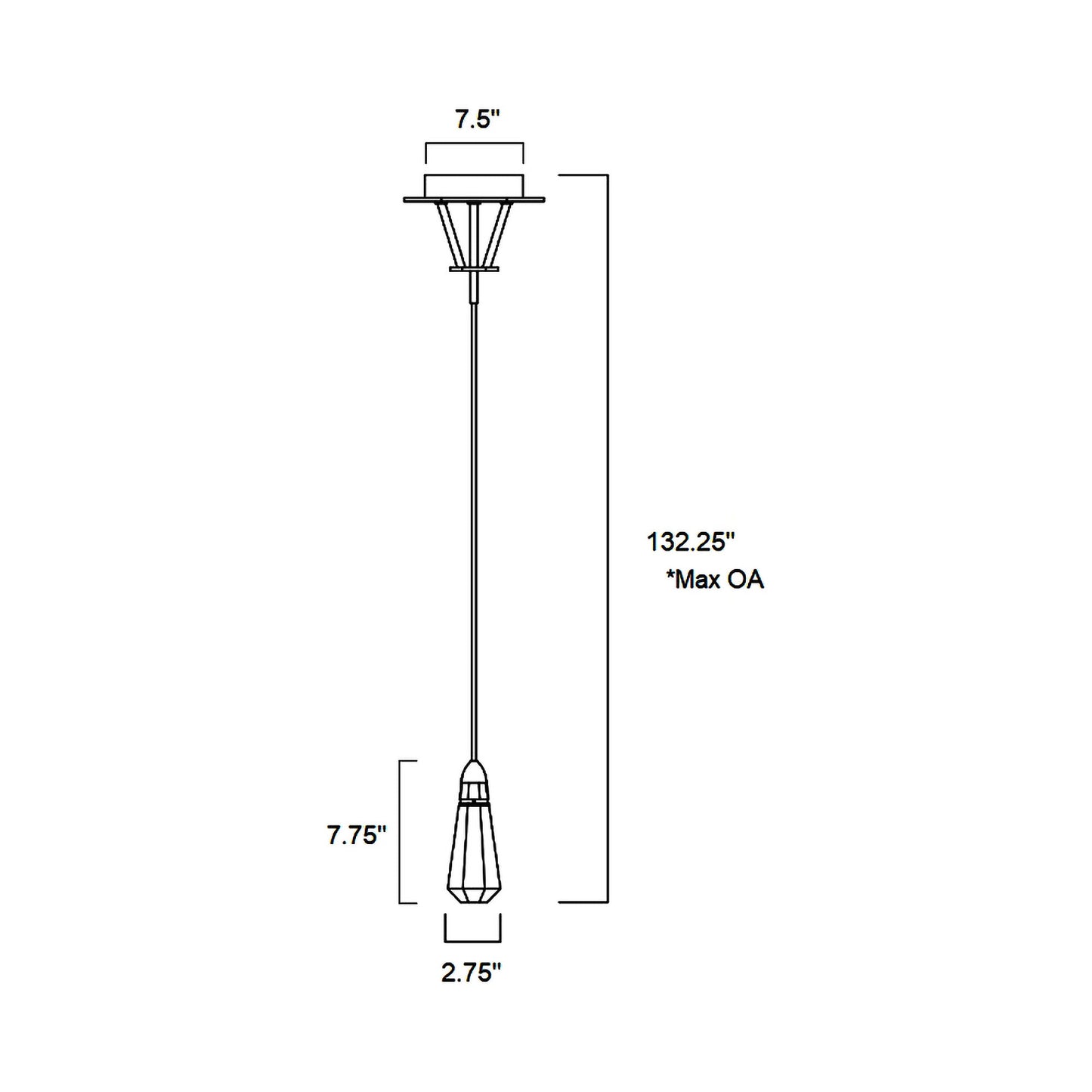 10 Carat LED Pendant Light - line drawing.
