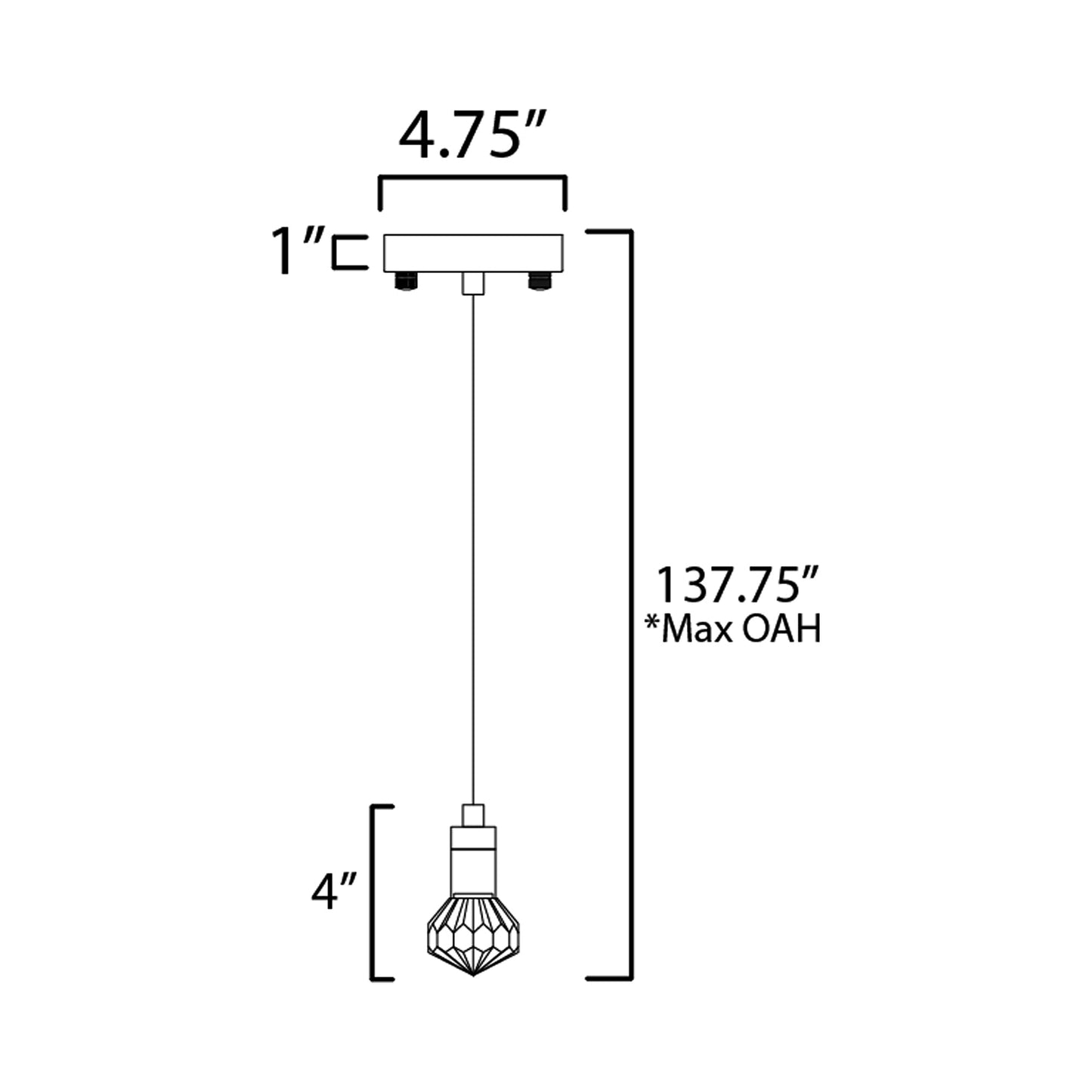 Norma Jeane LED Mini Pendant Light - line drawing.