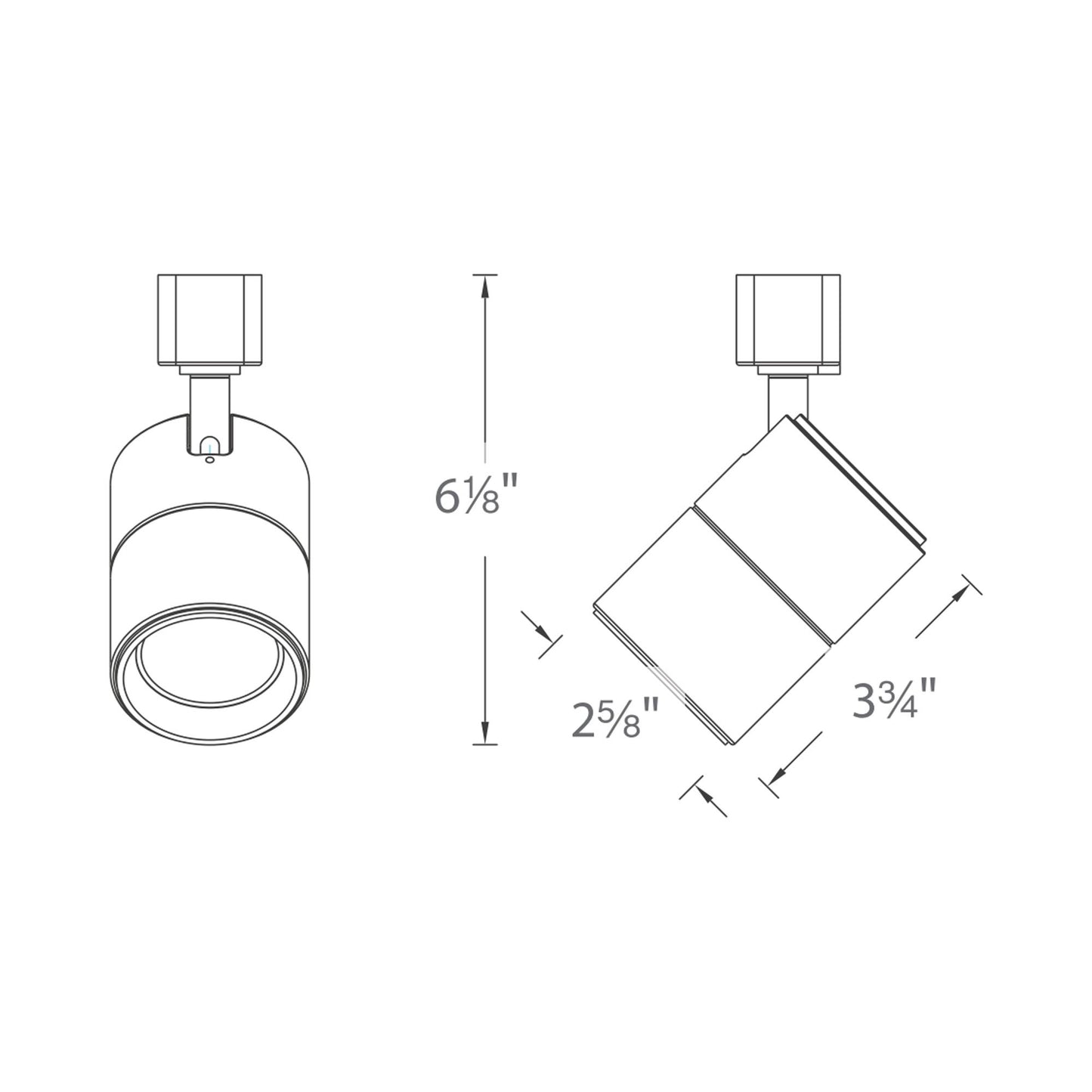 Summit LED202 LED Track Head - line drawing.