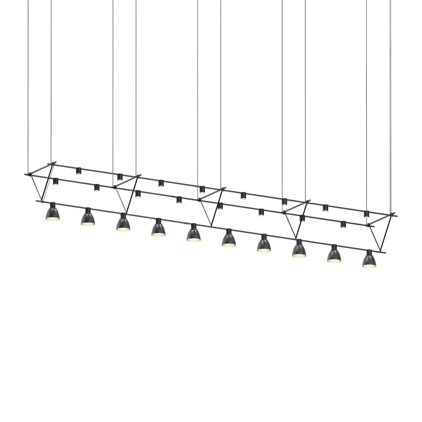 Suspenders® Triangle Truss Linear LED Suspension Light (Power Precise Cylinder with Bell Trims).