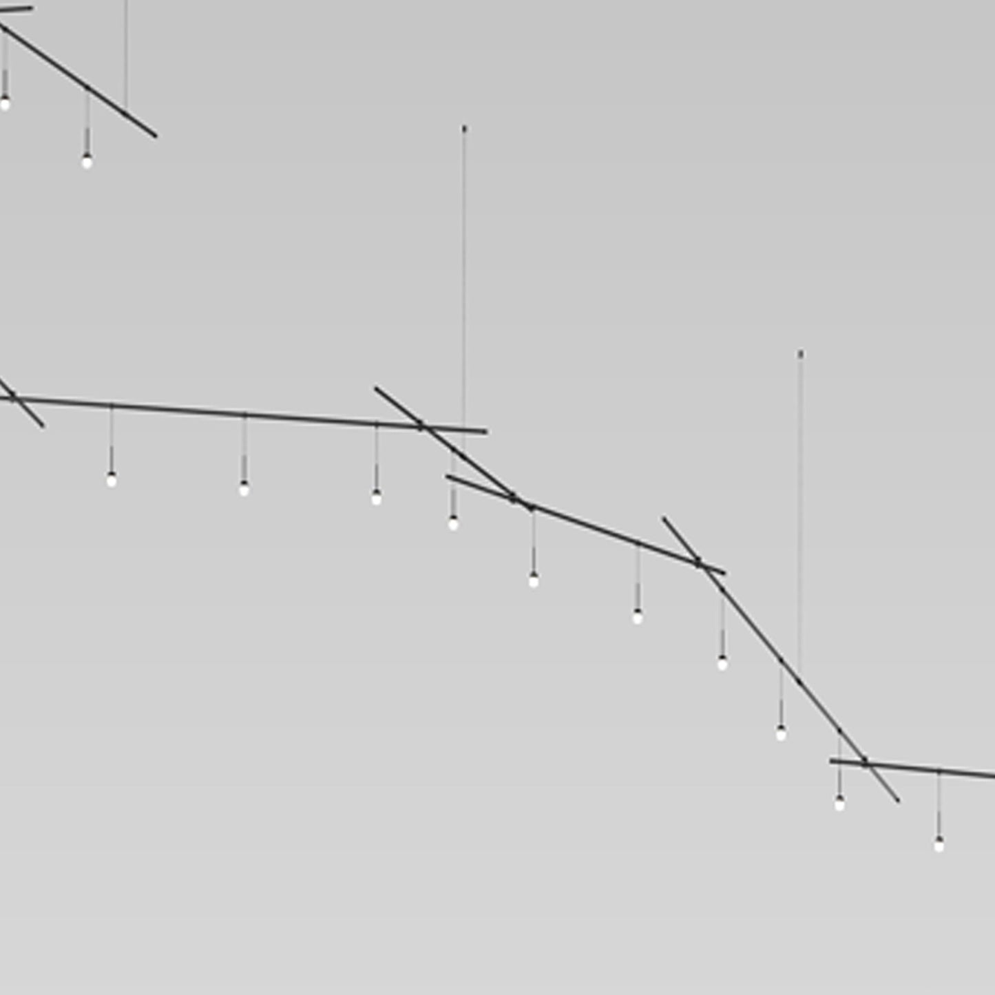 Suspenders® Zig Zag LED Pendant Light with Crystal Cylinder Luminaires in Detail.