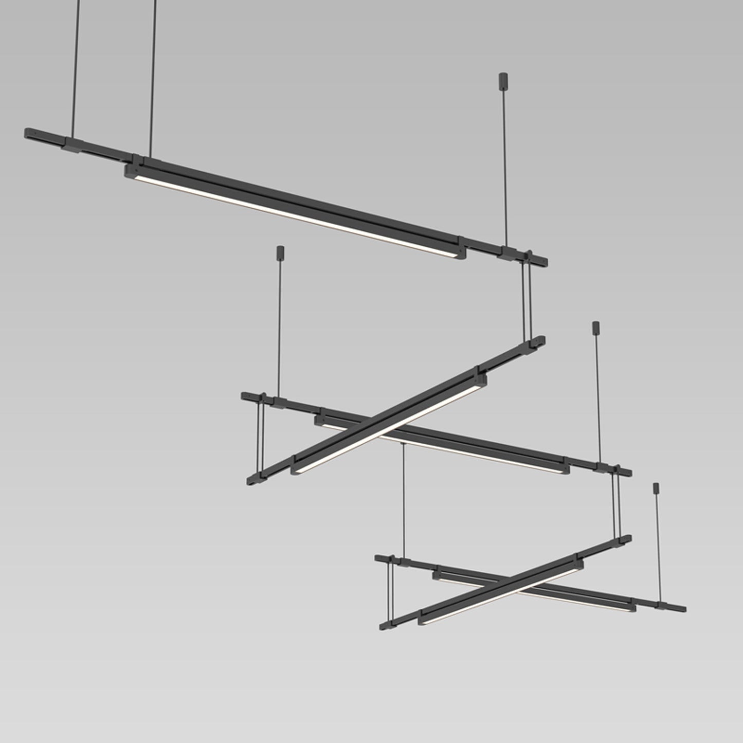 Suspenders® Zig Zag LED Pendant Light with Light Bar Luminaires in Detail.