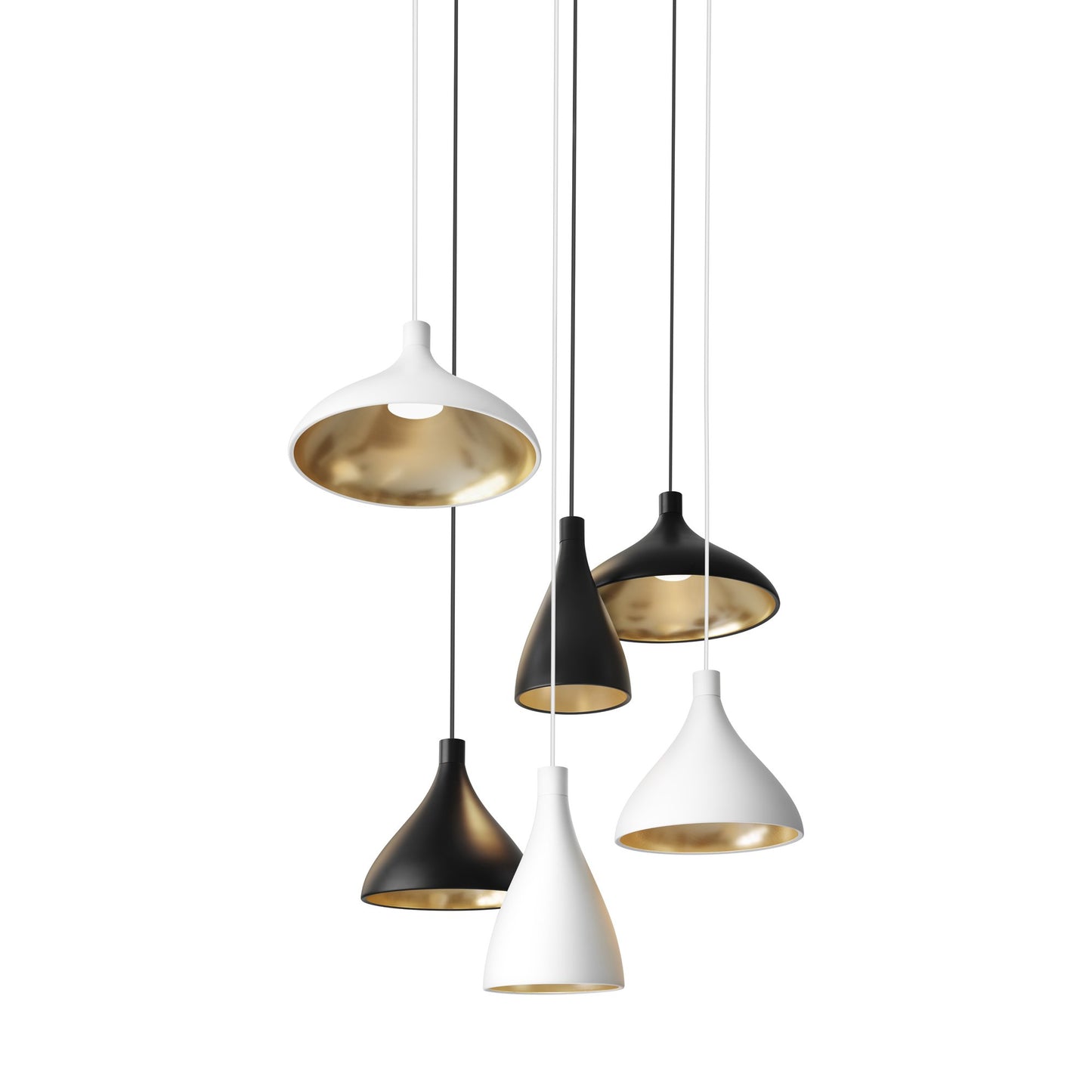 Swell LED Multi-Light Pendant Light in Black (6-Light).