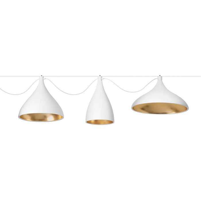 Swell LED String Mixed Pendant Light in White/Brass (X-Large).
