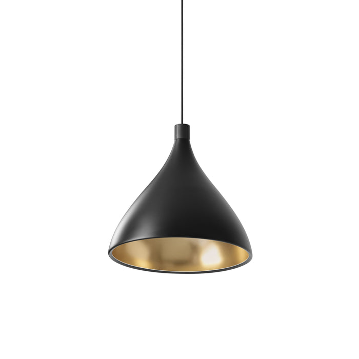 Swell LED Pendant Light in Black/Brass (XL-Medium).