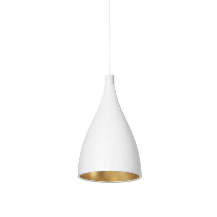 Swell LED Pendant Light in White/Brass (XL-Narrow).