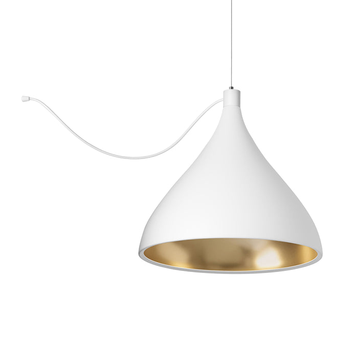 Swell LED String Pendant Light in White/Brass (Medium).