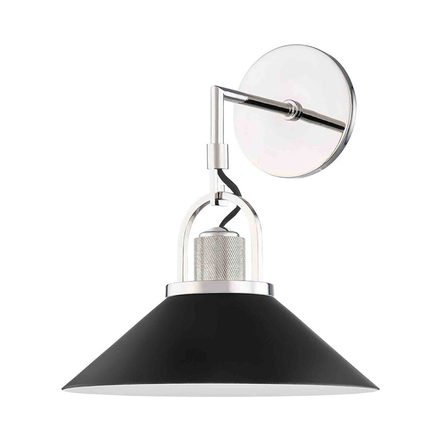 Syosset Wall Light in Polished Nickel/Black.