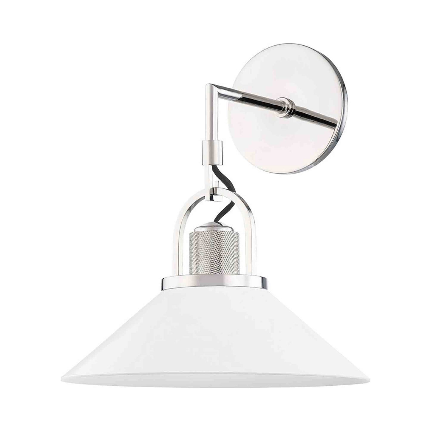 Syosset Wall Light in Polished Nickel/White.