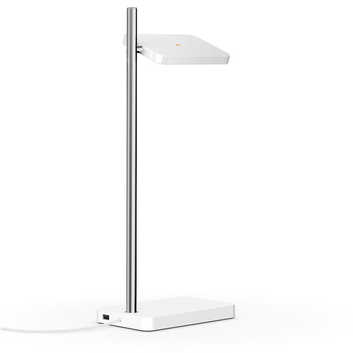 Talia LED Table Lamp in White/Silver Post.