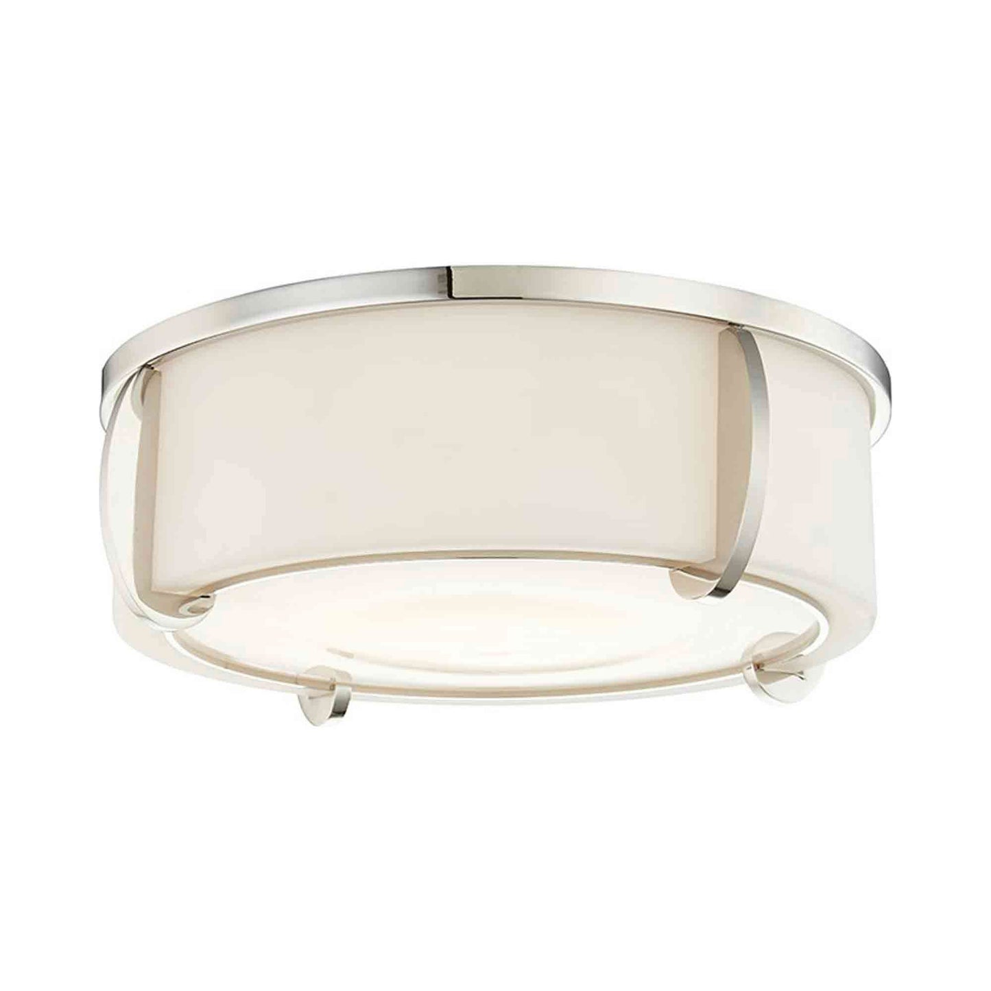 Talon Flush Mount Ceiling Light in 3-Light/Polished Nickel.