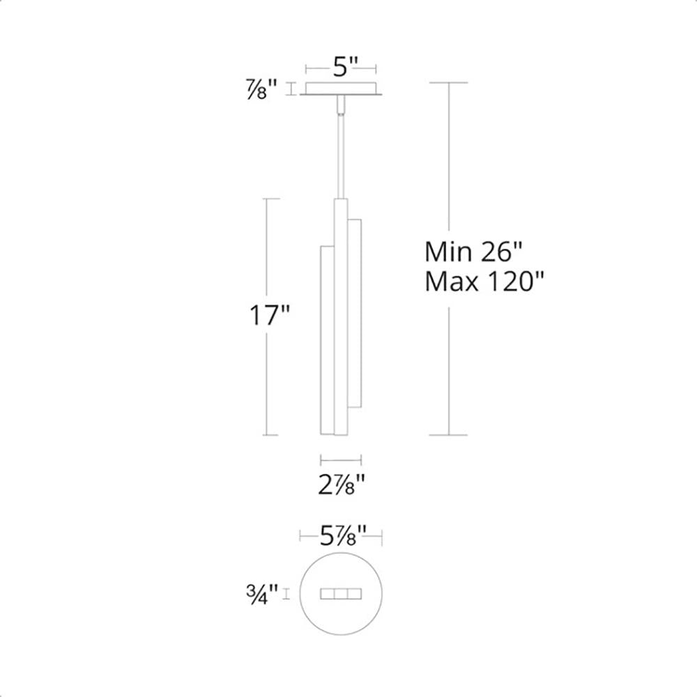 Tandem LED Pendant Light- line drawing.