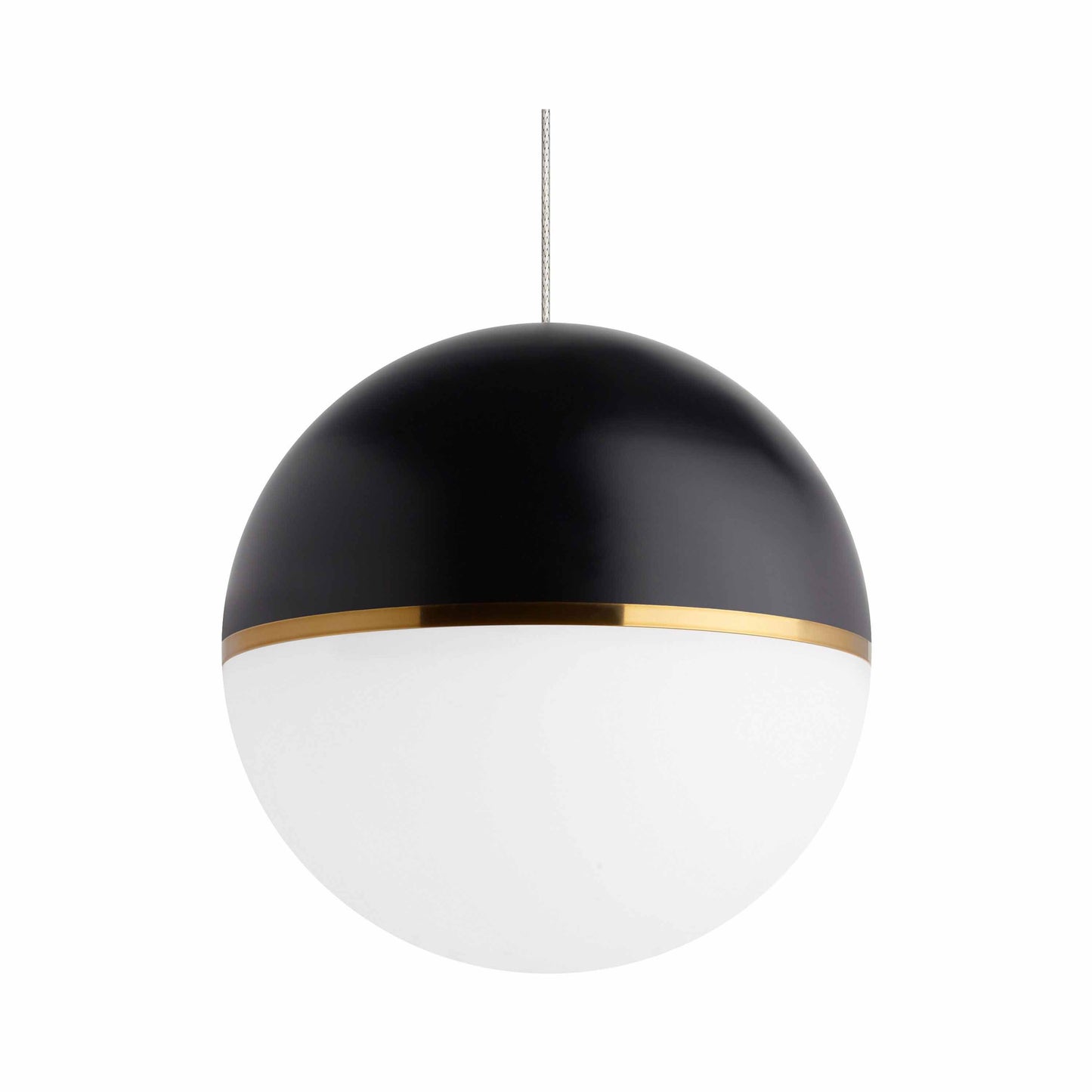 Akova Low Voltage LED Pendant Light in Matte Black/Aged Brass/Satin Nickel.
