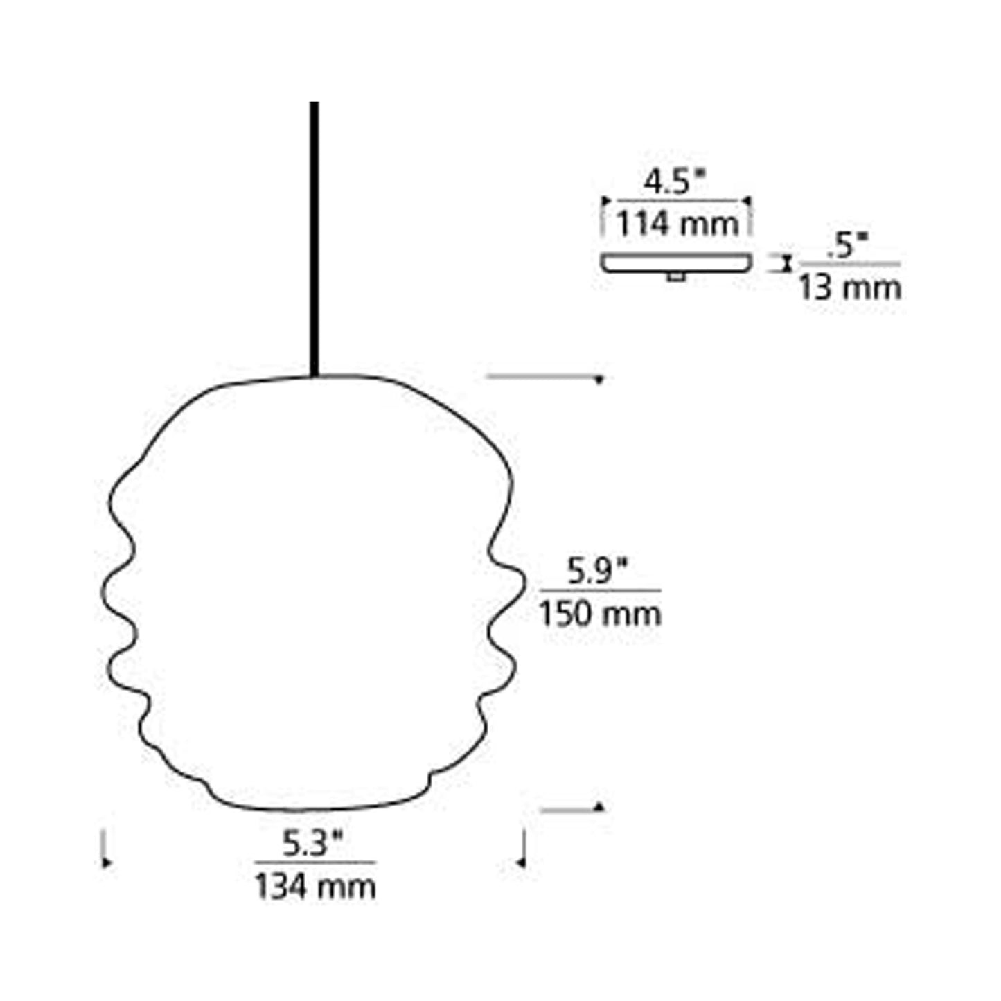 Audra Low Voltage Pendant Light - line drawing.