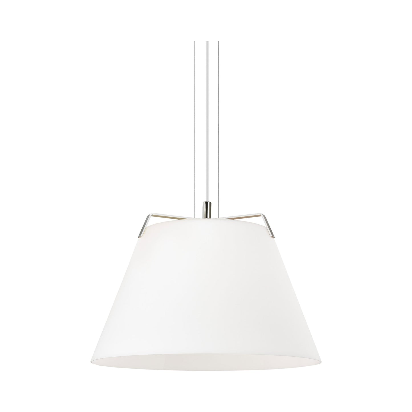 Devin Pendant Light in Polished Nickel/White.