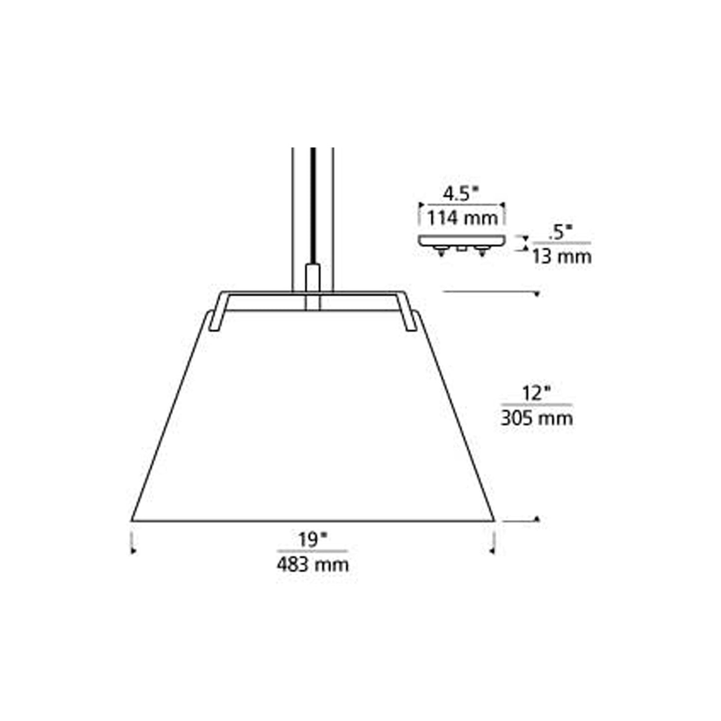 Devin Pendant Light - line drawing.