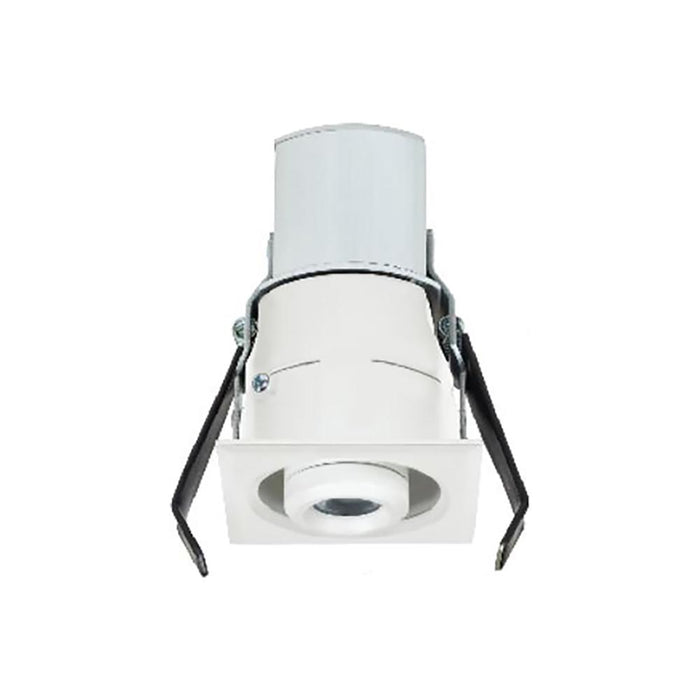 ENTRA Niche 2-Inch Square LED Adjustable Downlight Recessed Housing in White.