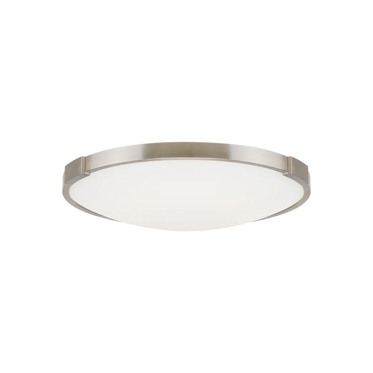 Lance LED Flush Mount Ceiling Light in Satin Nickel.