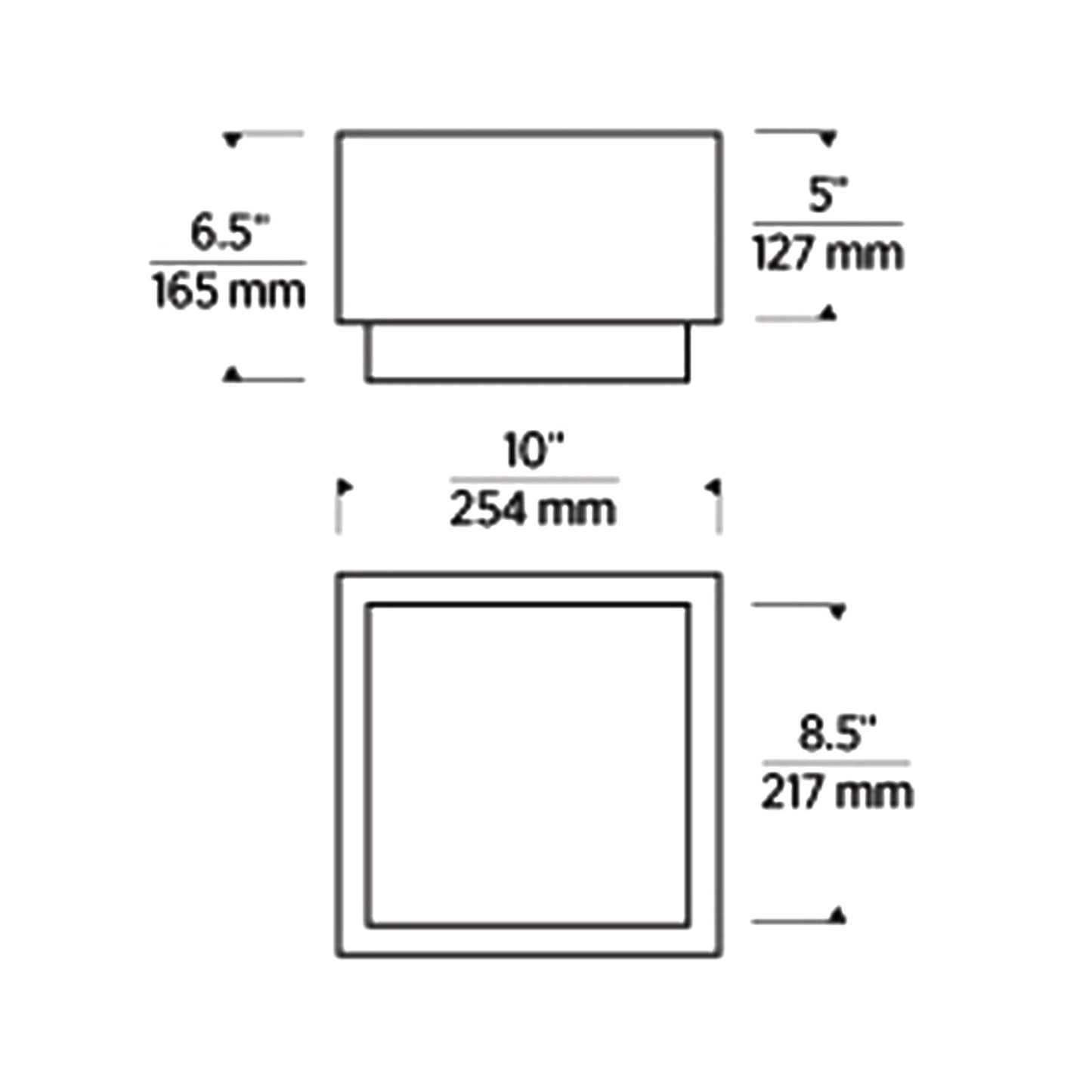 Leagan LED Flush Mount Wall Light - line drawing.