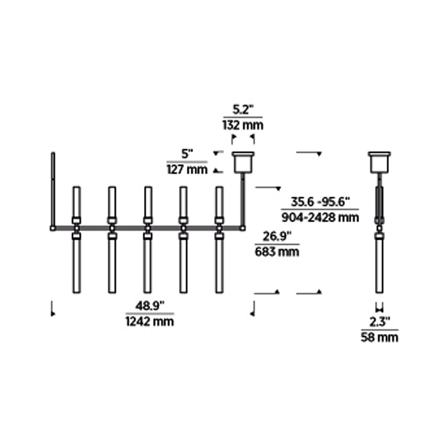 Linger LED Linear Suspension Light - line drawing.