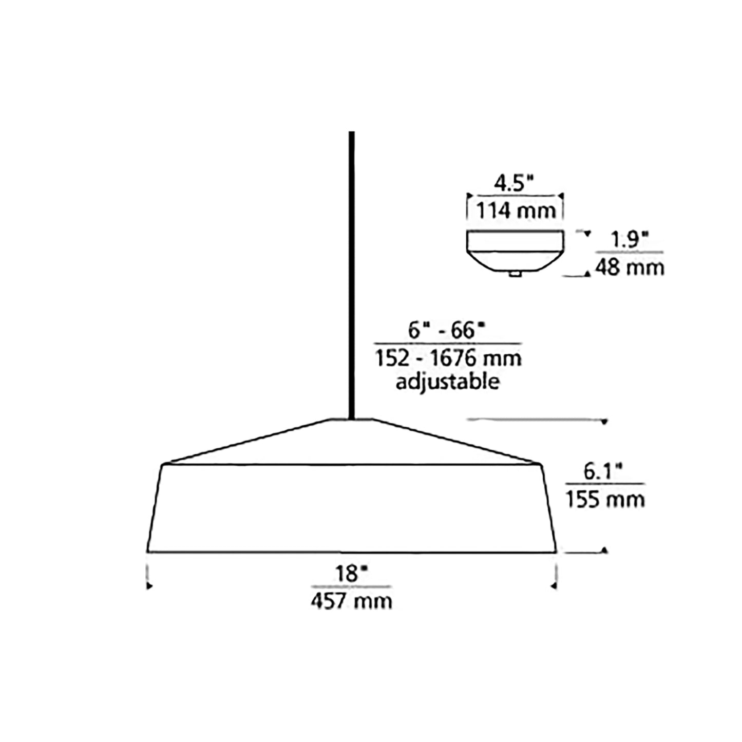 Masque Grande LED Pendant Light - line drawing.