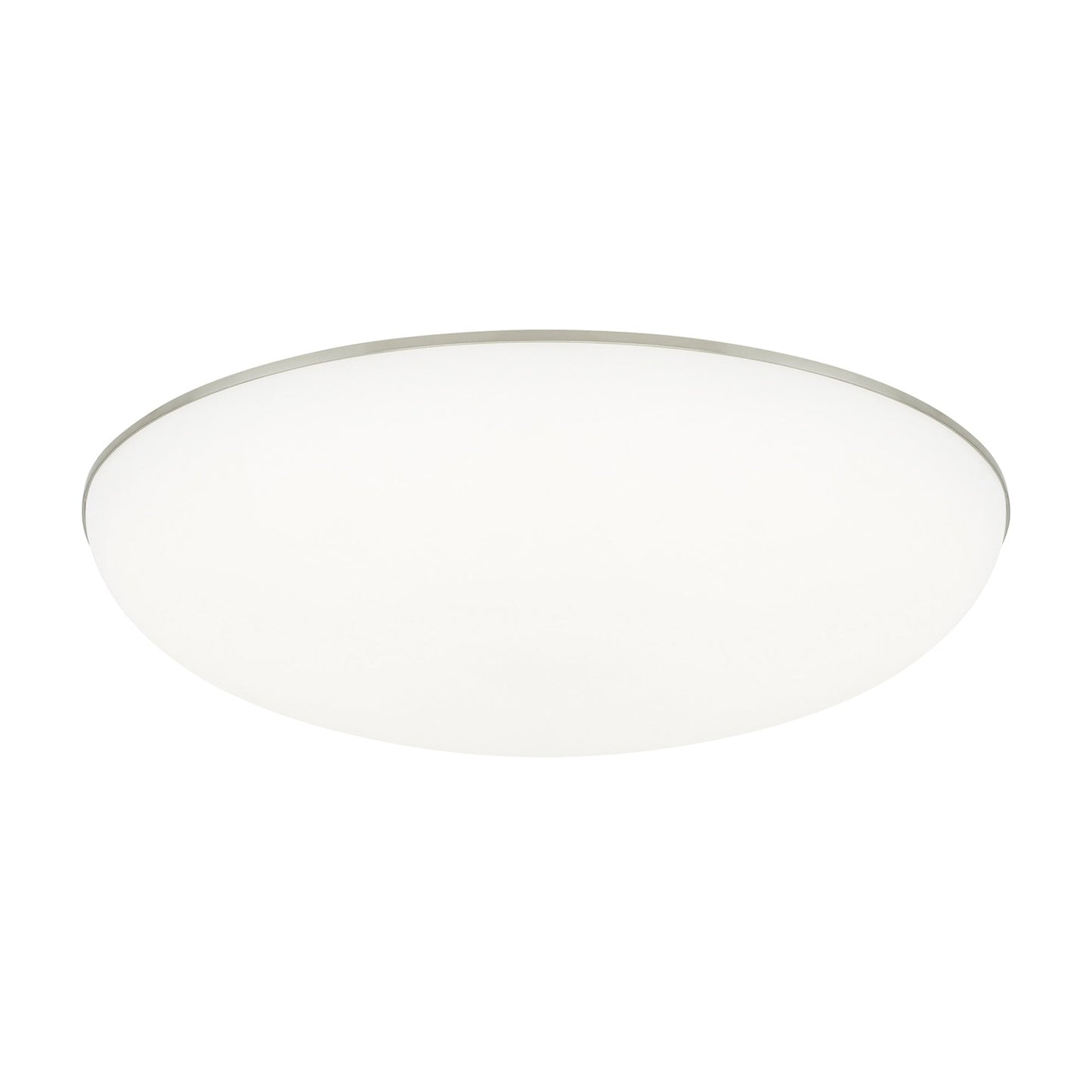 Megan LED Flush Mount Ceiling Light in Satin Nickel.