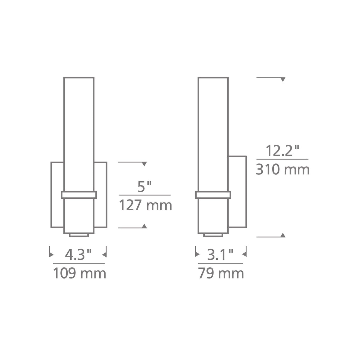 Milan LED Bath Wall Light - line drawing.