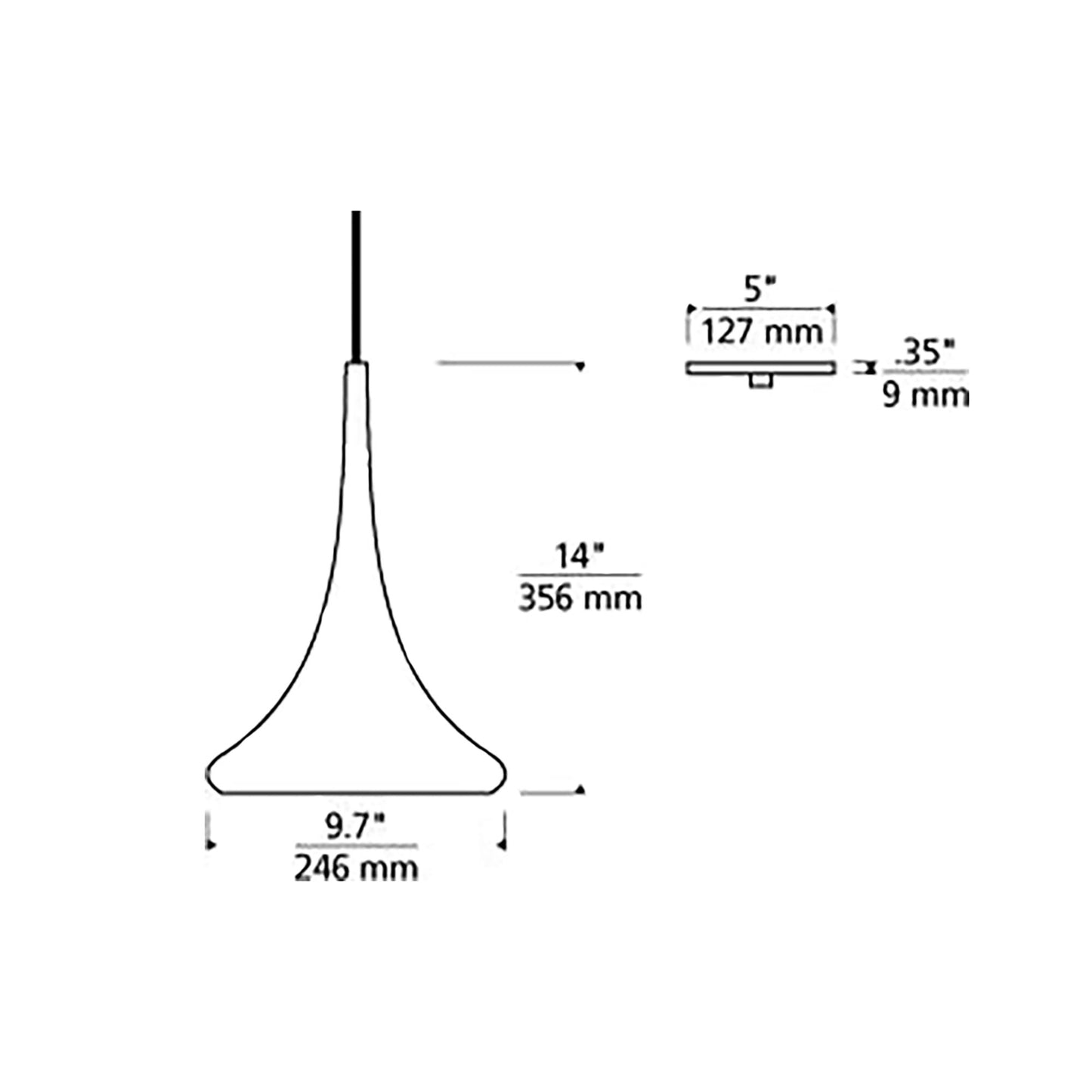 Noema Pendant Light - line drawing.