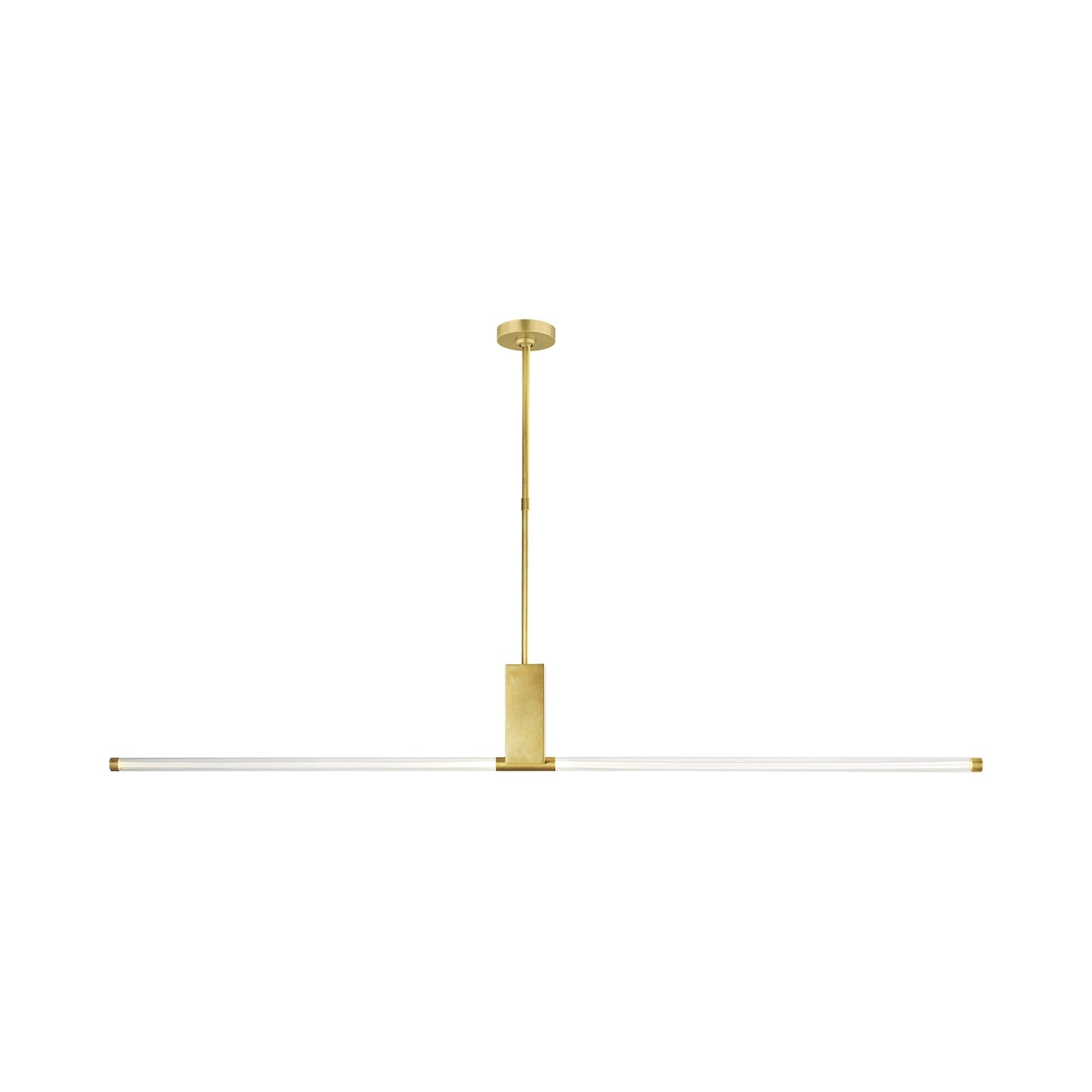 Phobos LED Linear Pendant Light in Natural Brass.