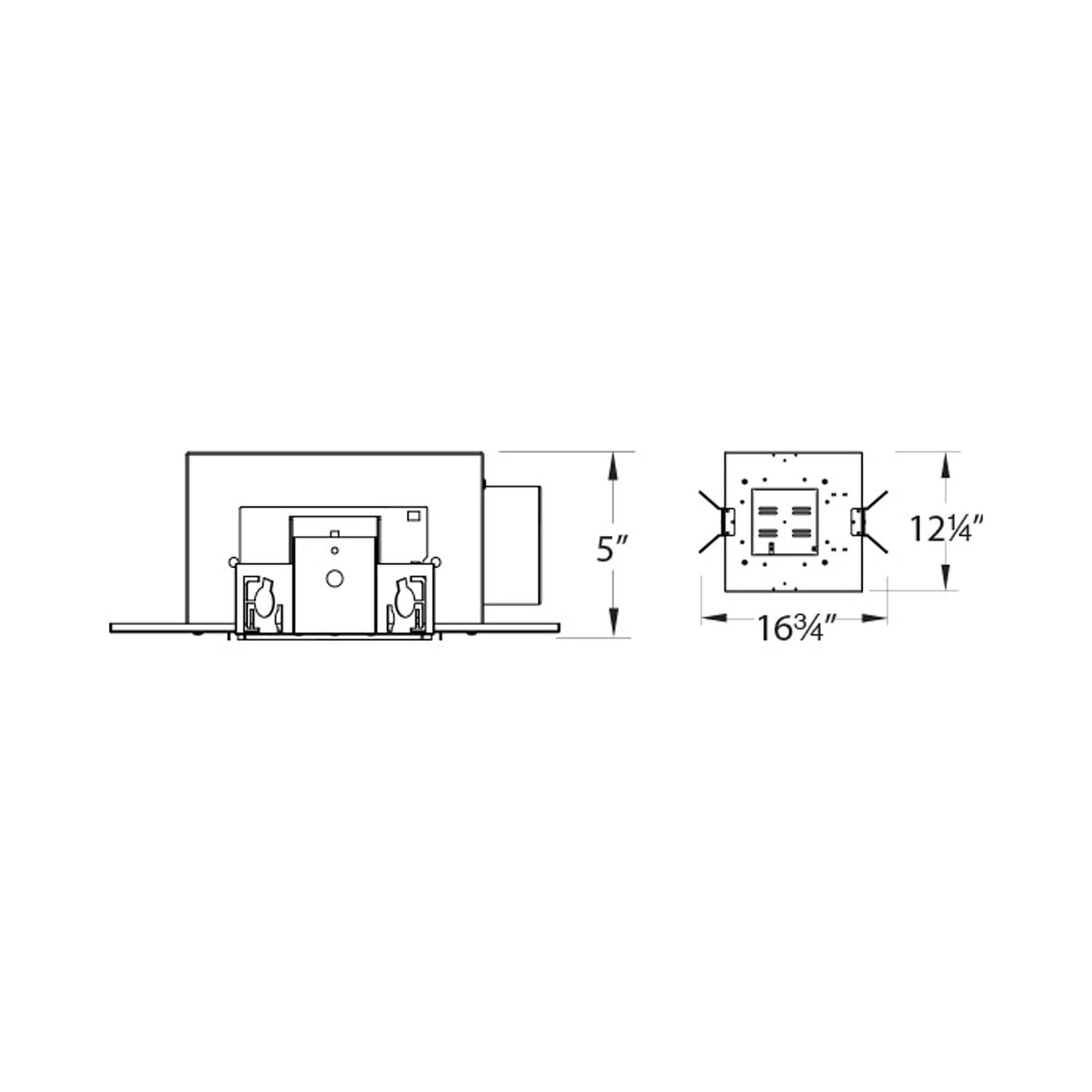 Tesla Multiple Spots 1-Light LED New Construction Housing - line drawing.