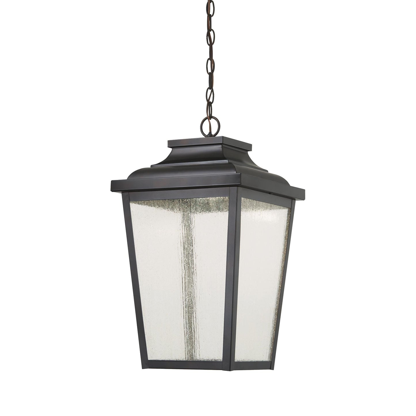 Irvington Manor Outdoor Pendant Light in Clear Seeded Glass (Large/LED).
