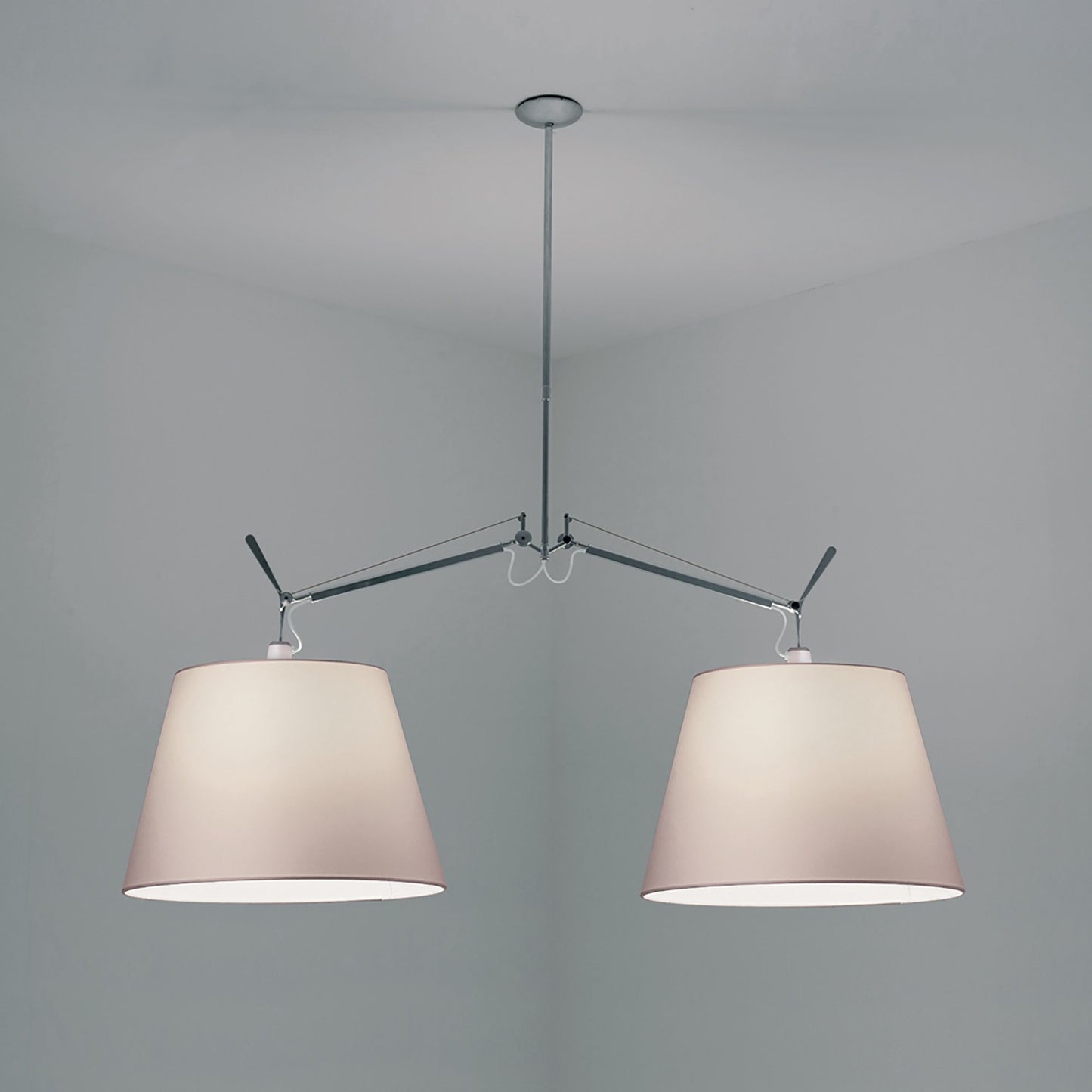 Tolomeo Double Shade Suspension Light in Parchment/Large.