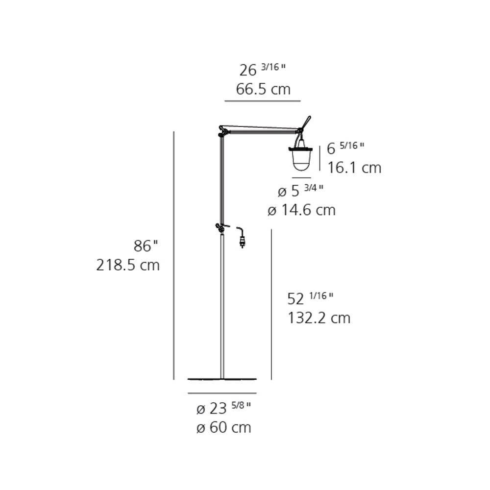 Tolomeo Lantern Outdoor LED Floor Lamp - line drawing.