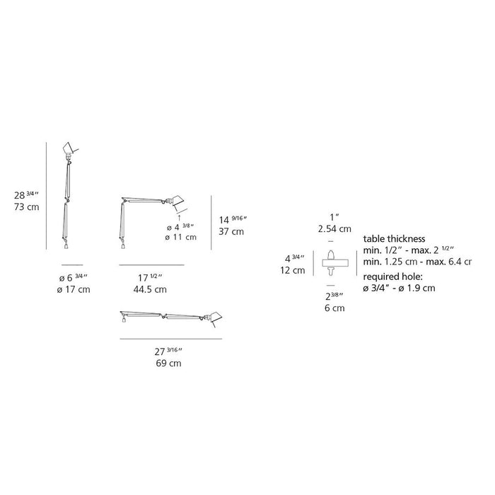 Tolomeo Micro LED Table Lamp - line drawing.