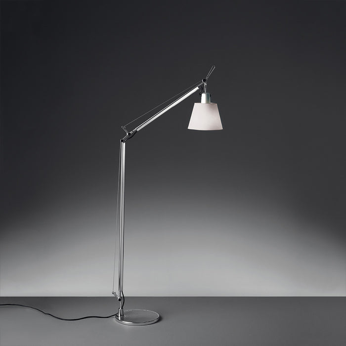 Tolomeo Reading Floor Lamp with Shade in Silver Fiber.