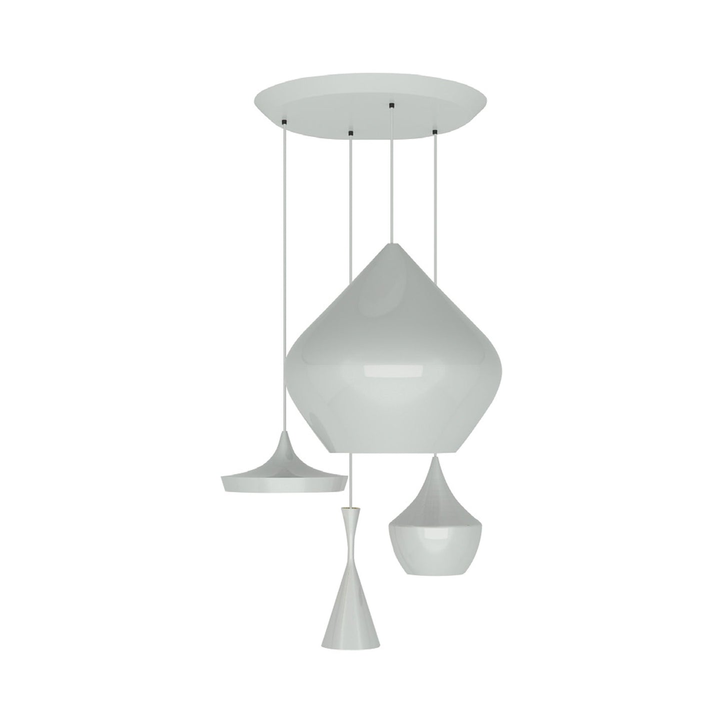 Beat Range Round LED Multi Light Pendant Light in White.
