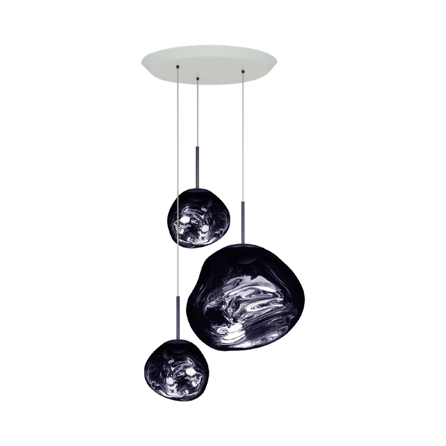 Melt Trio Round LED Pendant Light in Smoke.