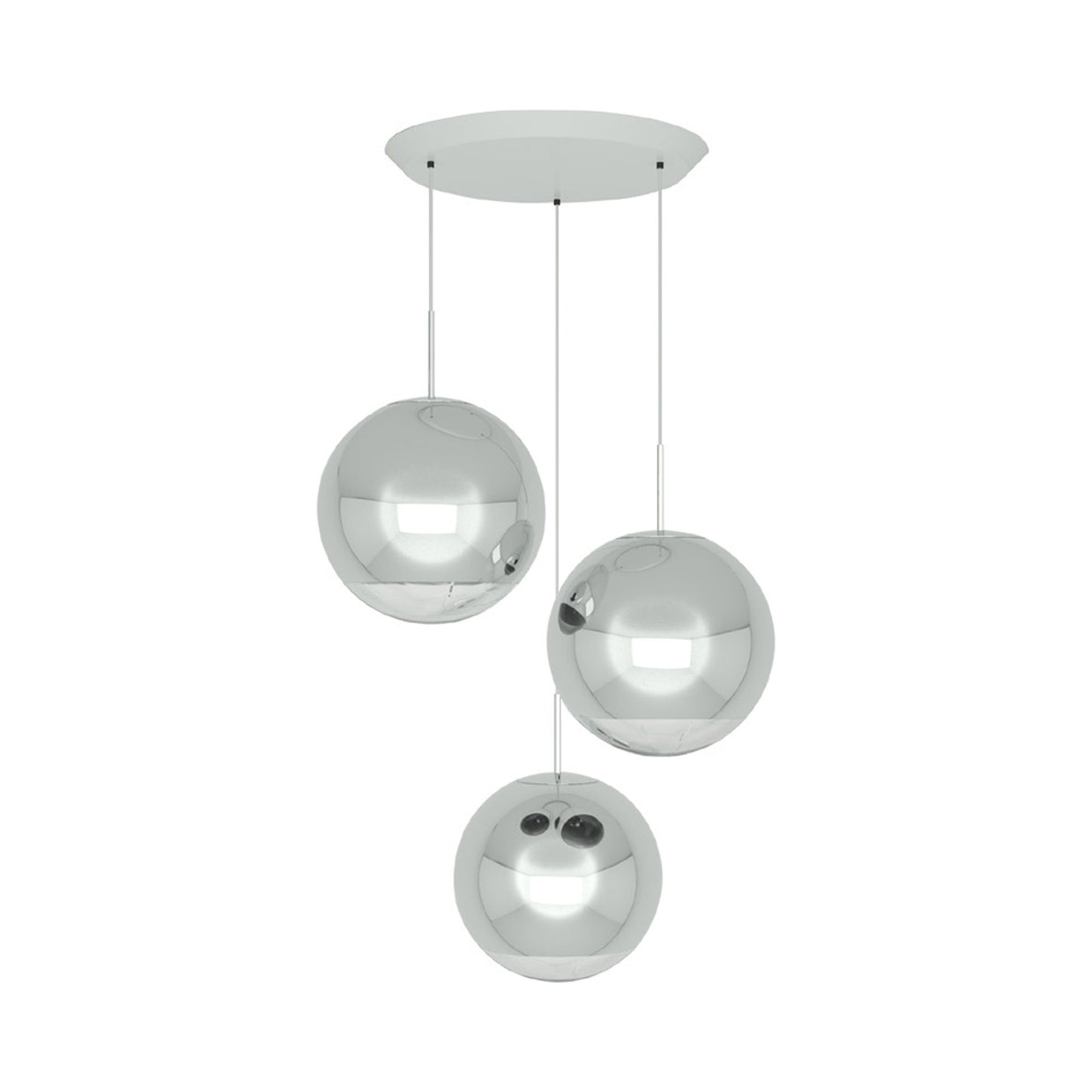 Mirror Ball Round LED Multi Light Pendant Light in Silver.