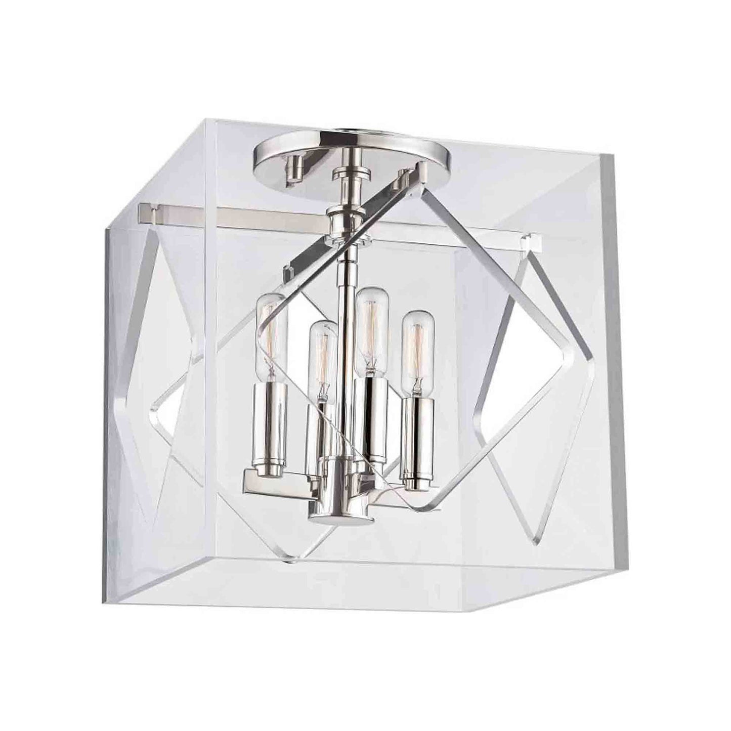 Travis Flush Mount Ceiling Light in 4-Light/Polished Nickel.