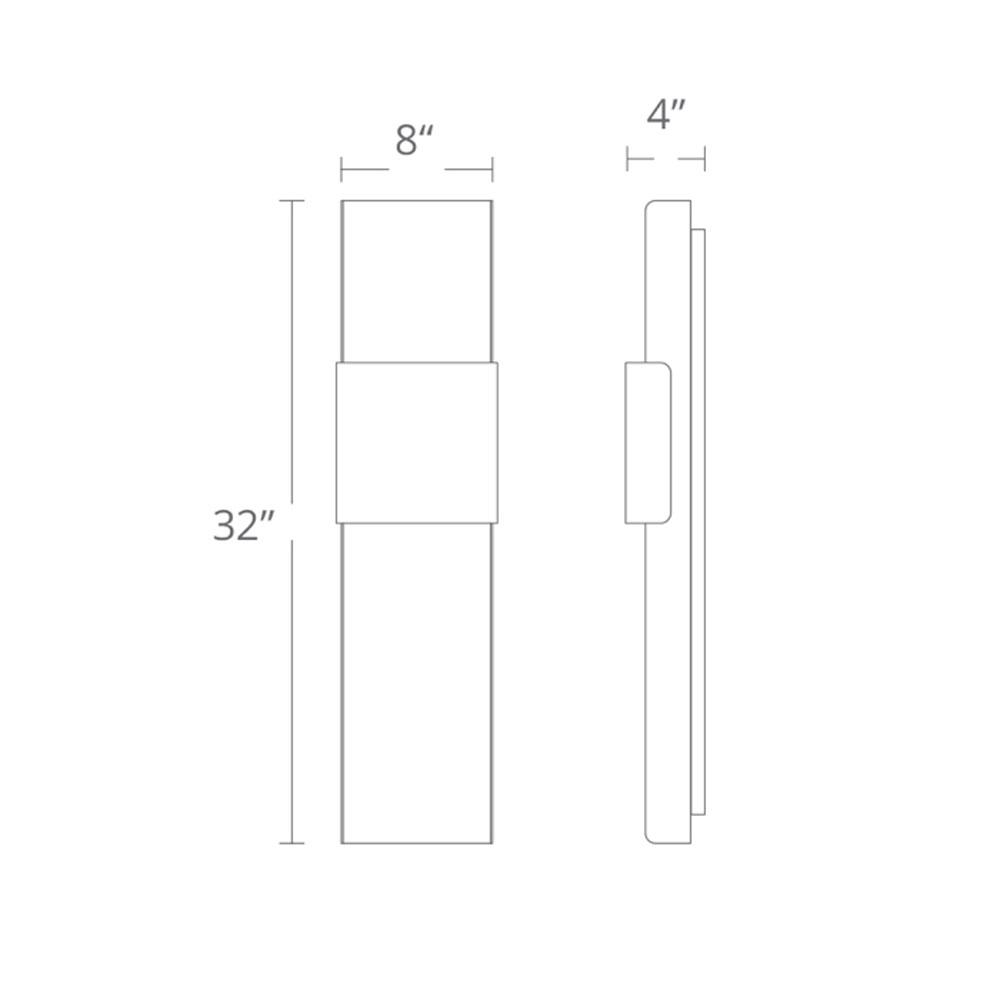 Tribeca LED Wall Light - line drawing.