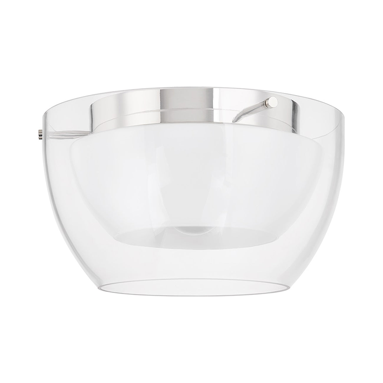 Dutton Flush Mount Ceiling Light in Polished Nickel.