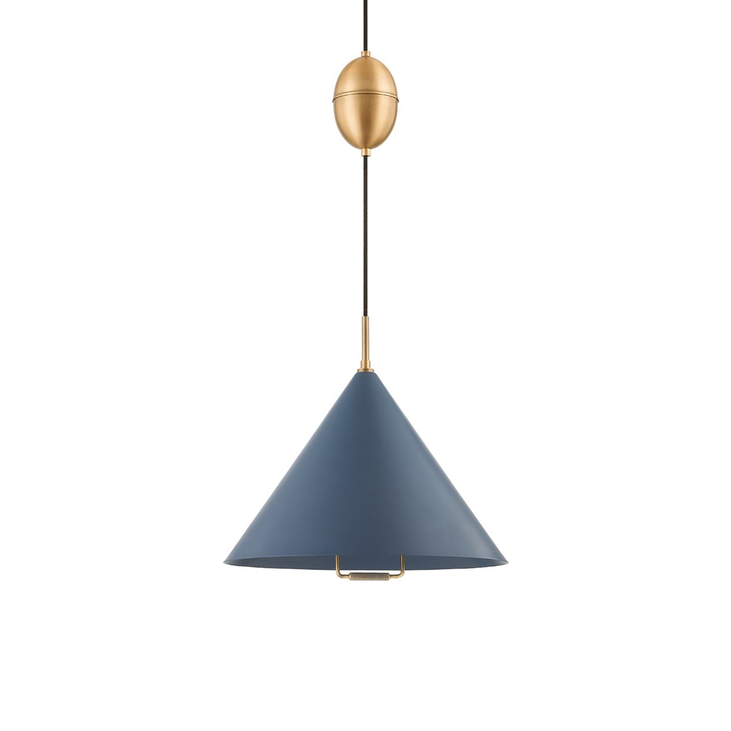 Fontana Pendant Light in Patina Brass/Slate Blue.