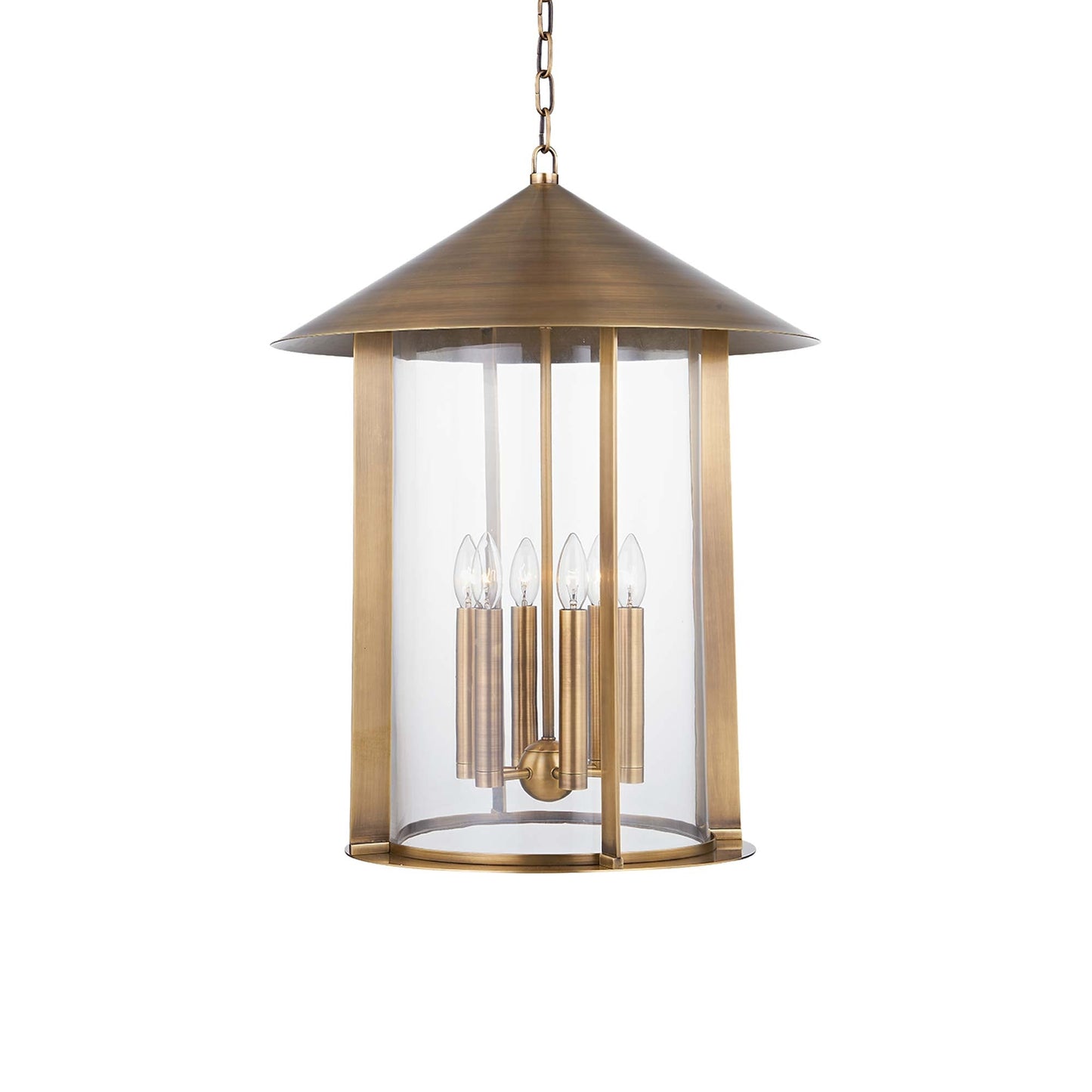 Long Beach Outdoor Pendant Light in Patina Brass (Large).