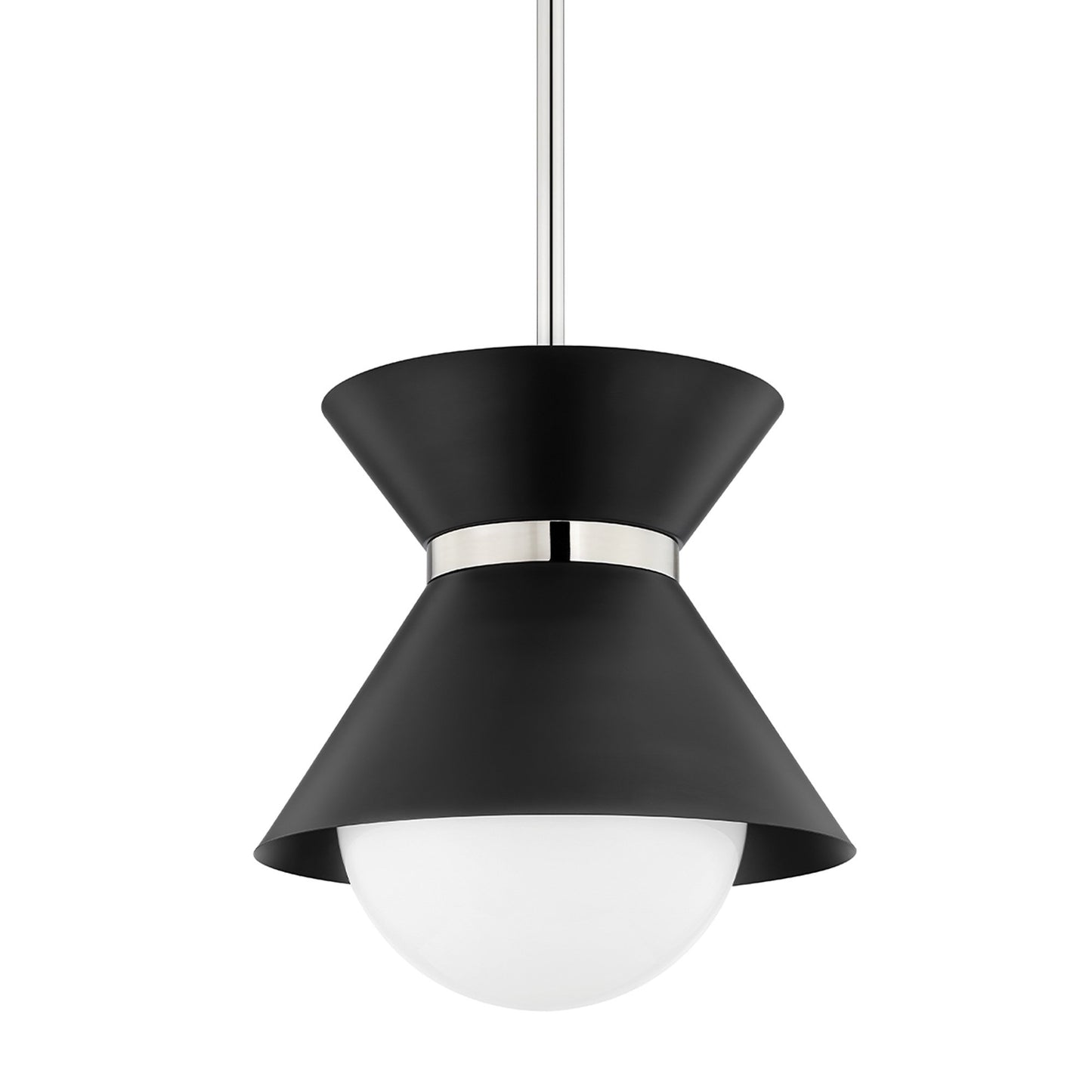 Scout Pendant Light in Soft Black/Polished Nickel (Large).