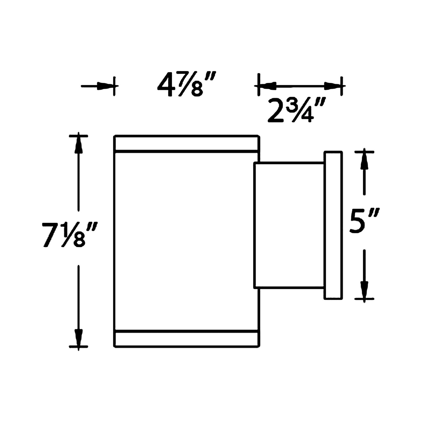 Tube Architectural Outdoor LED Wall Light - line drawing.