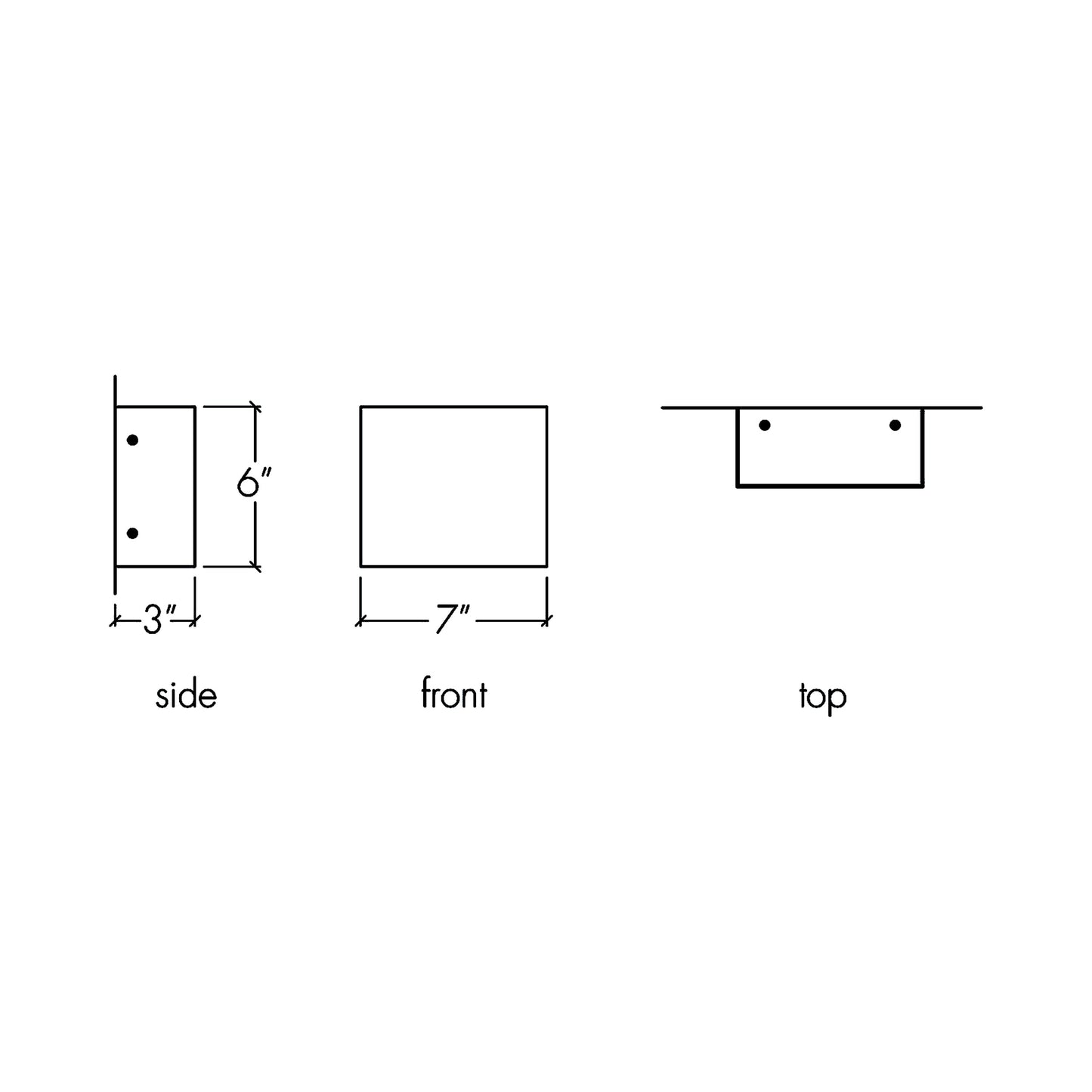 Basics Square LED Wall Light - line drawing.