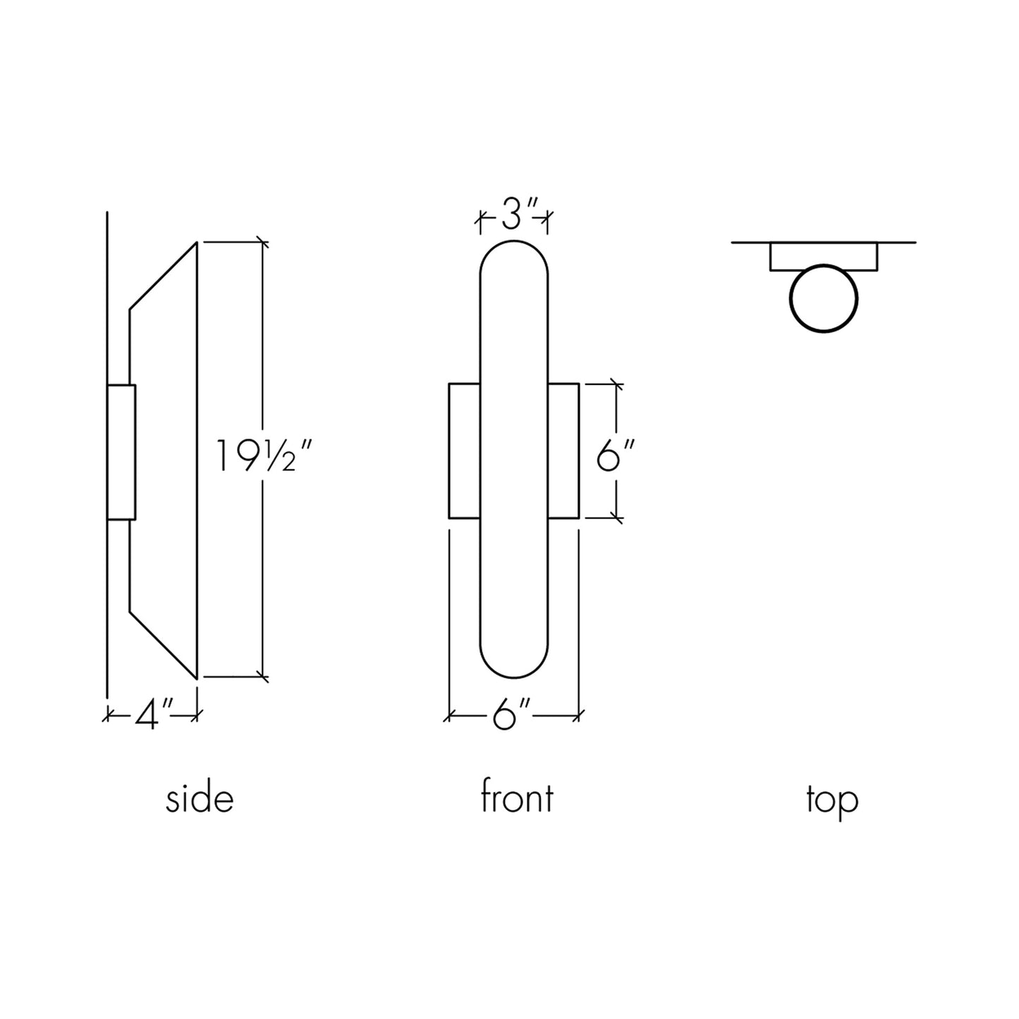 Cylo Angle LED Wall Light - line drawing.