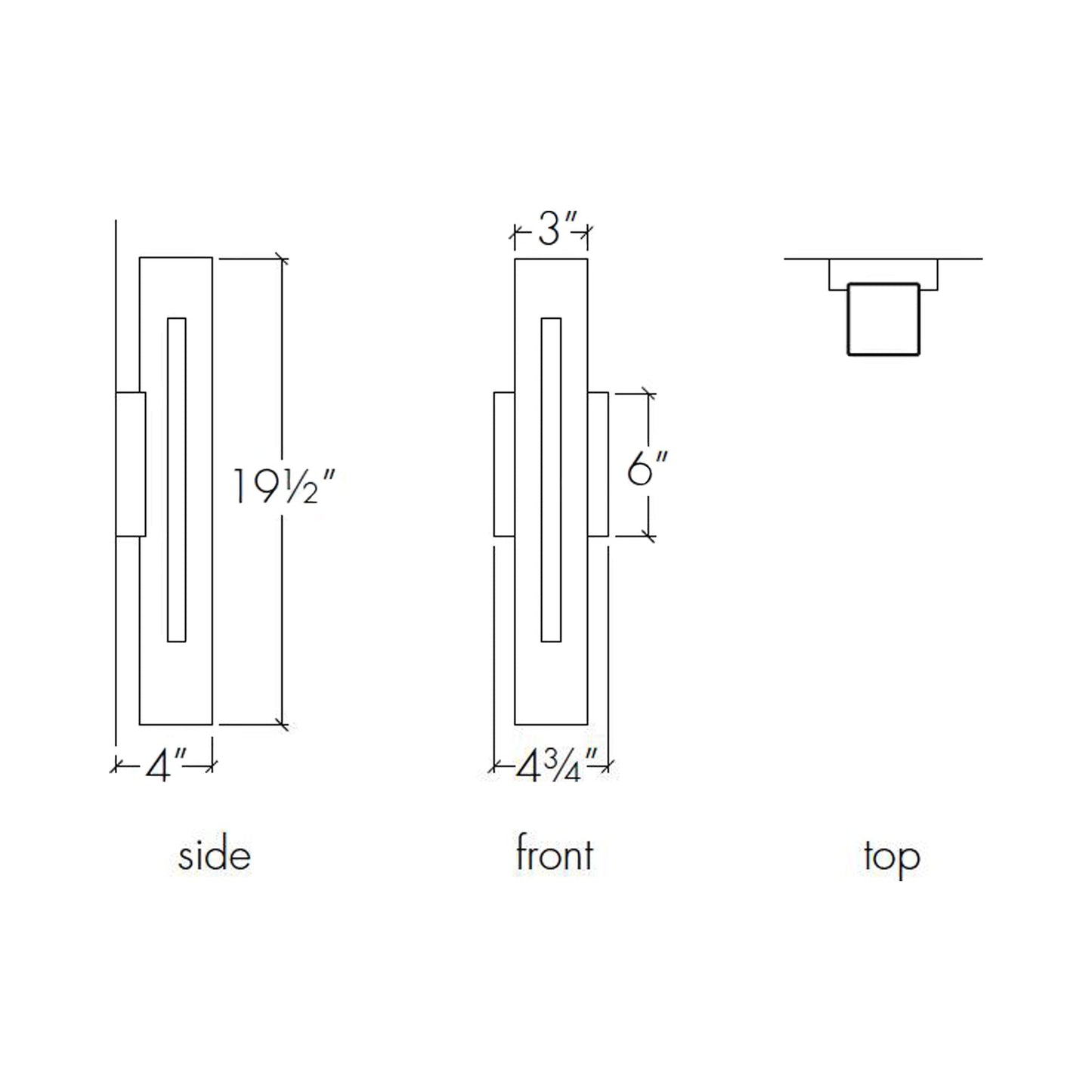 Cylo Peek LED Wall Light - line drawing.